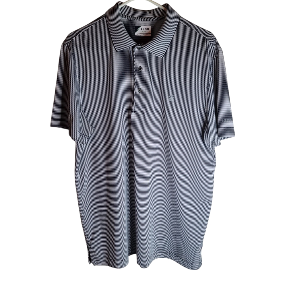 IZOD STRIPED POLO SHIRT MENS SIZE (L)